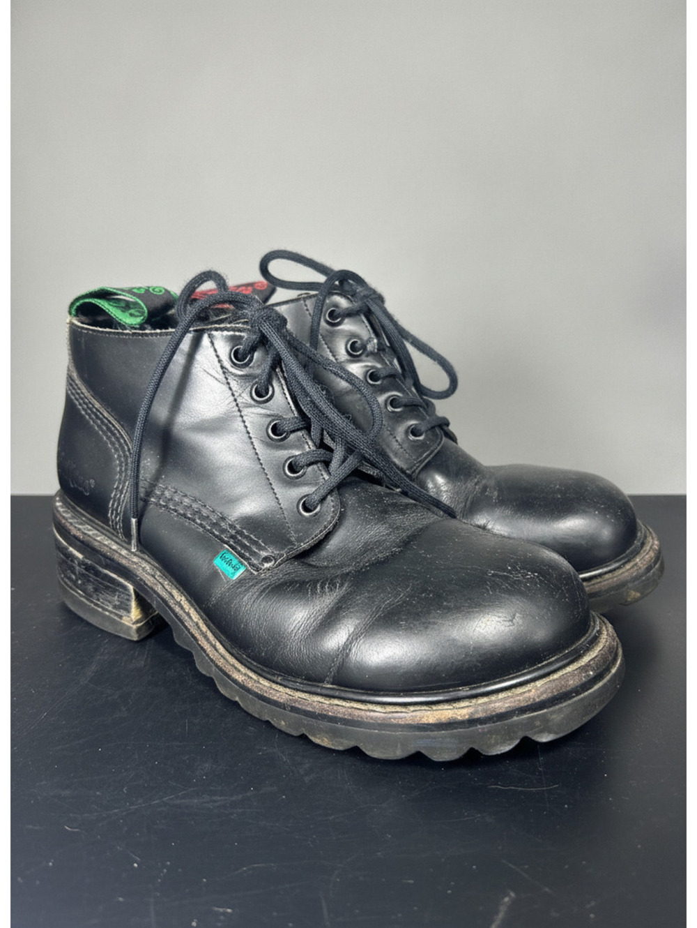 Vintage Kickers Kick Hi Black Leather Boots Unisex US Womens 8 Mens 7 UK 6